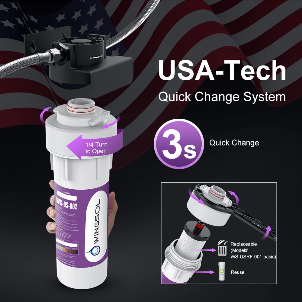 WINGSOL Under Sink Water Filter System Reduce Chlorine PFAS PFOA PFOS Odor Sediment NSF ANSI 42 53 Improve — view 3