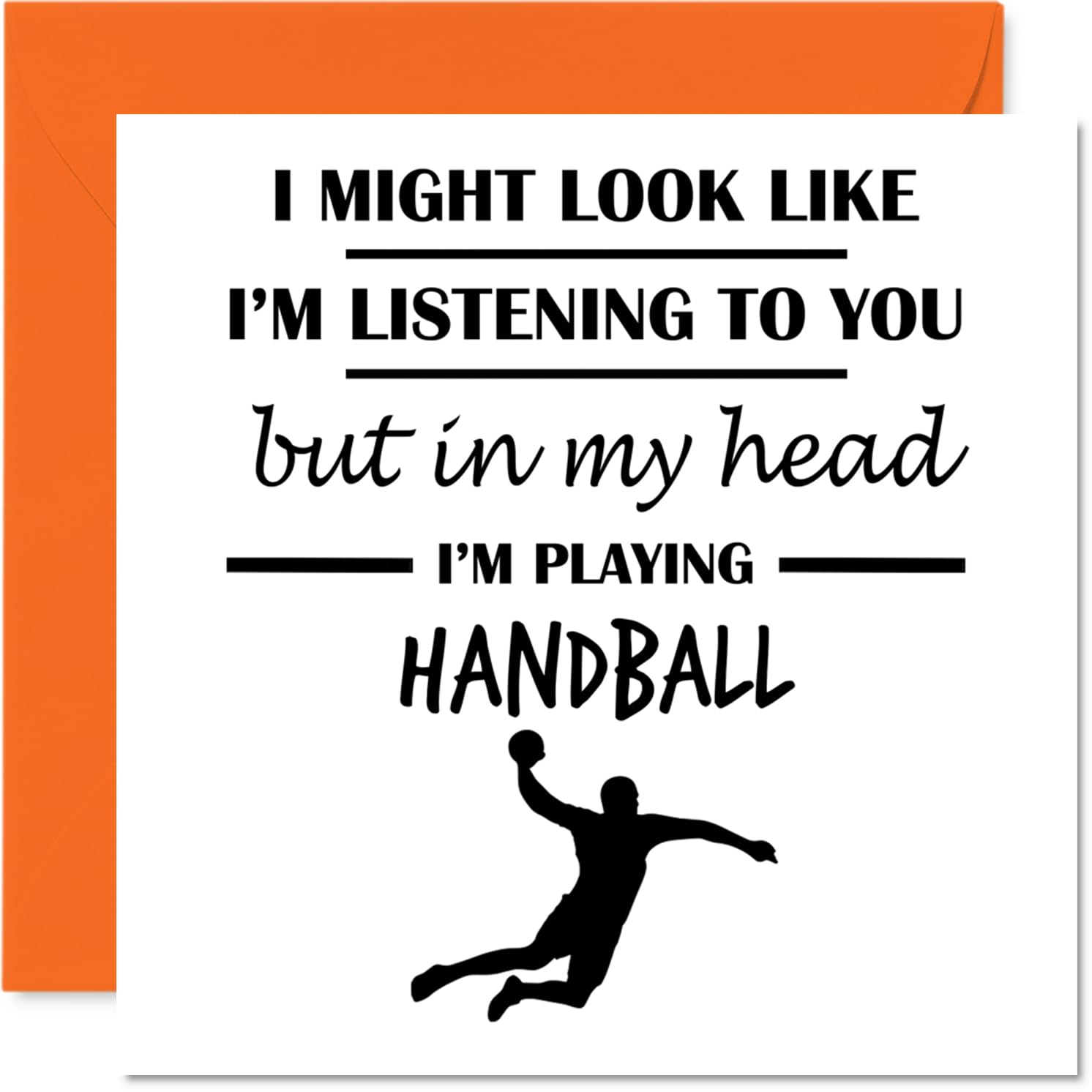 Handball Birthday Card for Men Women - In my Head - Happy Birthday Card for Friend Husband Nan Auntie, 145mm Bday Greeting Cards
