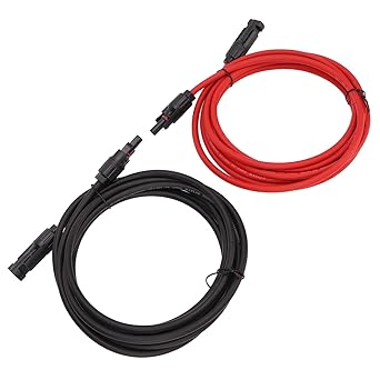 FUIK Solar Extension Cable, Safe Solar Panel Wire Adapter 1 Pair PPE Sheath Insulated Copper Core for Home (6m)
