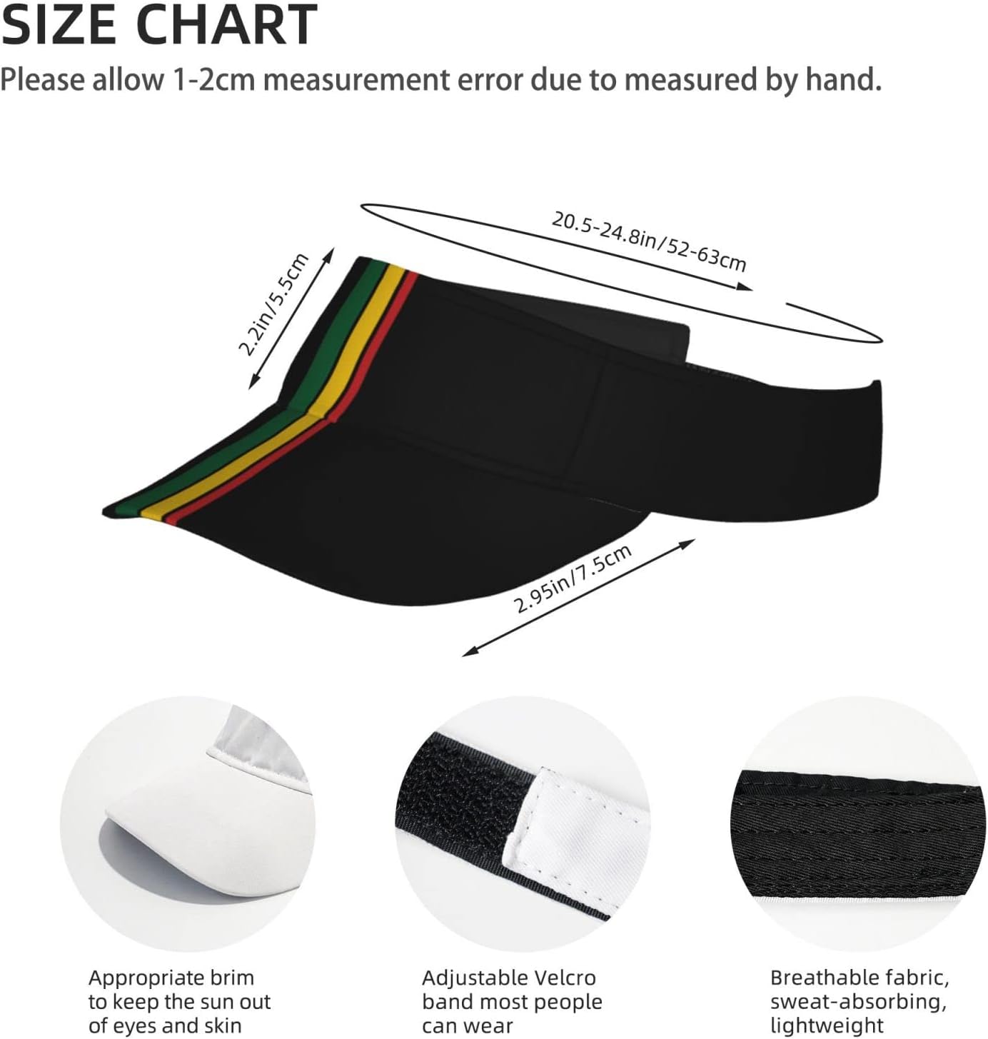 Retro Jamaica Flag Sun Visor Hats Cute Jamerican Flag Baseball Hats Adjustable Flag Sports Sun Caps for Men Women - Image 4