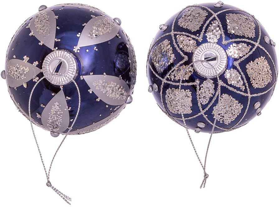 80MM Navy Blue Glass Ball Ornaments, 6-Piece Set