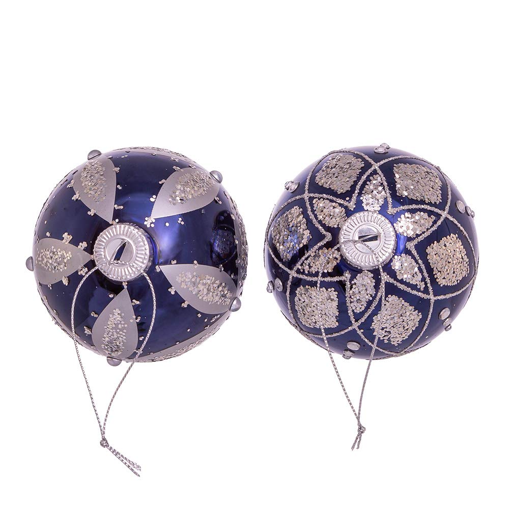 Amazon.com: 80MM Navy Blue Glass Ball Ornaments, 6-Piece Set