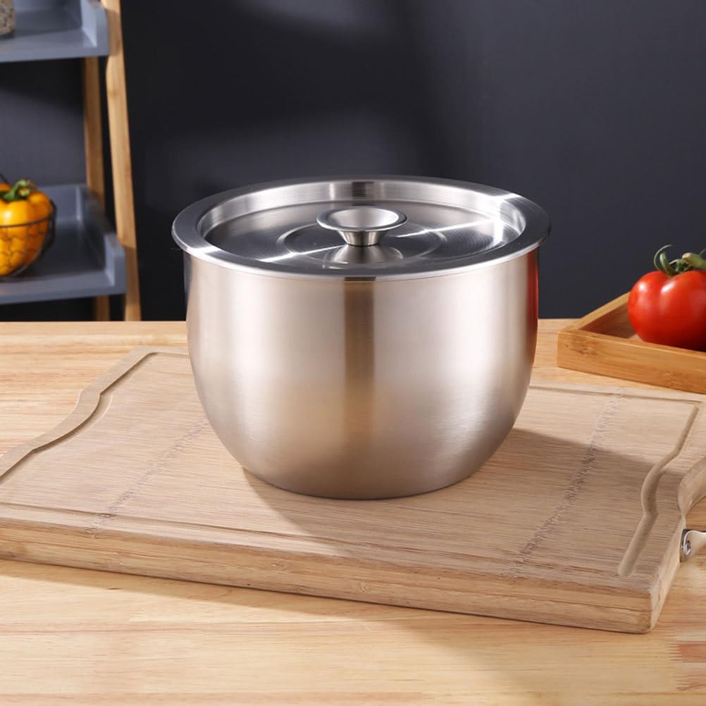 Yardwe 3 Quart Stainless Steel Egg Mixing Bowl with Lid Deep Covered Kitchen Mixing Bowl for Baking Salad Marinating and Food Prep Non-Splash Design with Stable Flat Base 7.48 Inch