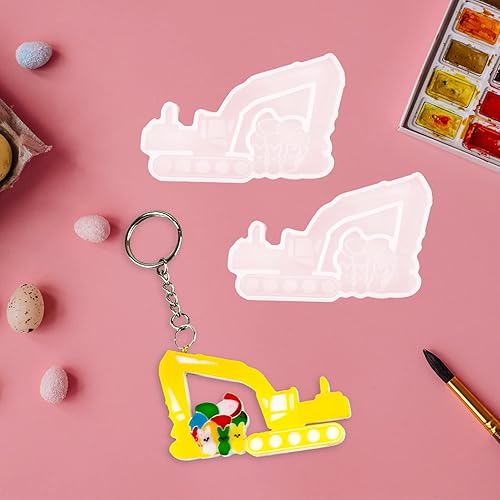 Miniatura 8 de Molde de resina para huevo de Pascua, 2 moldes de resina para excavadora de Pascua, moldes de silicona para colgante de excavadora para
