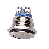 Vista 4 de Paquete de 9 interruptores de botón momentáneos de 0.630 in 1NO SPST Interruptor impermeable de acero inoxidable
