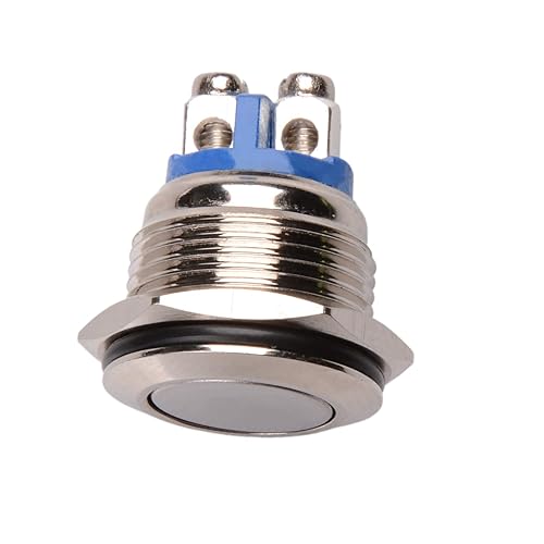 Miniatura 4 de Quentacy Paquete de 9 interruptores de botón momentáneos de 0.630 in 1NO SPST Interruptor impermeable de acero inoxidable
