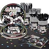 DECORLIFE Video Game Party Supplies Serves 16, Boys Birthday Party Decorations for Kids Includes 54”