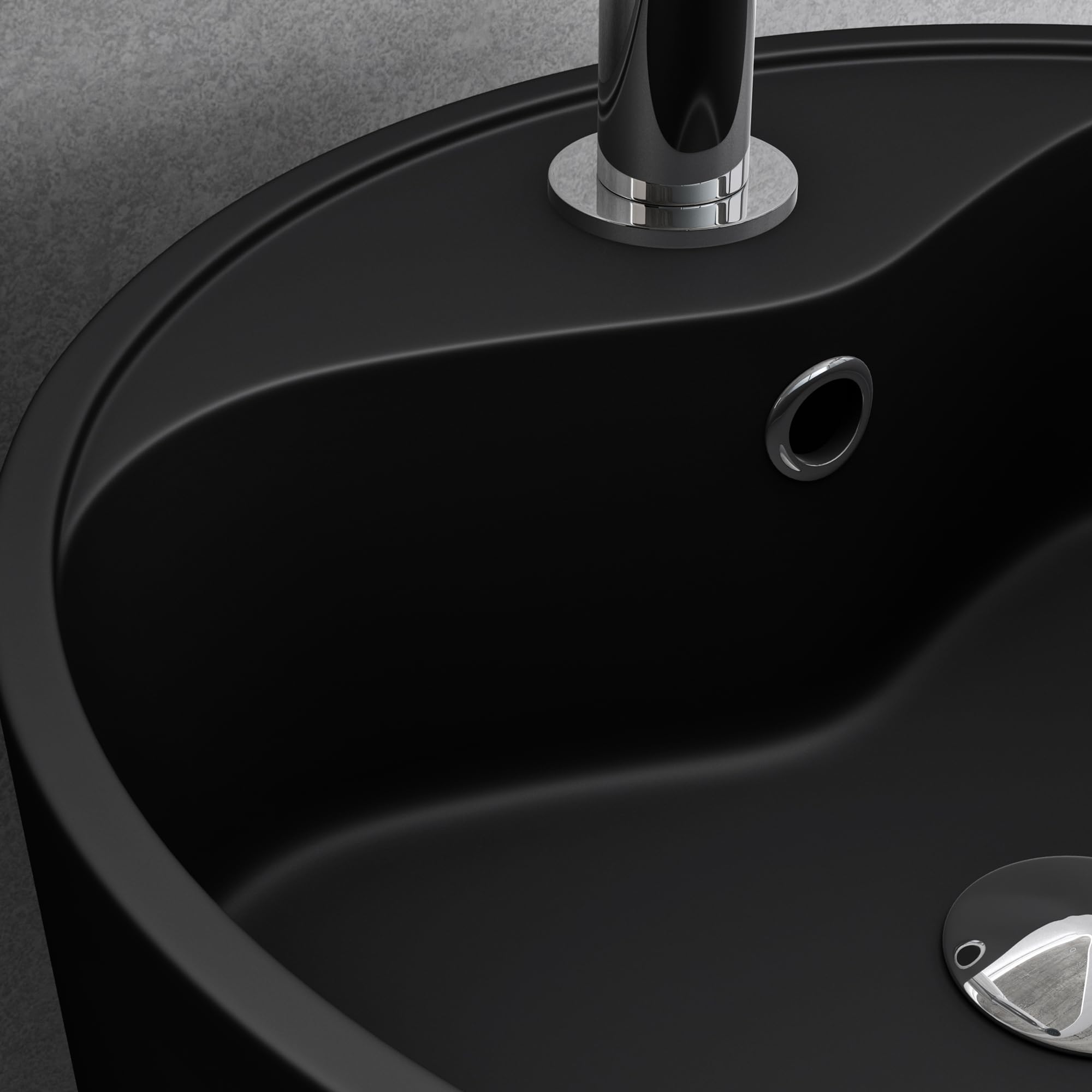 doporro Lavabo Colonne Rond Noir Vasque sur Pied Solid Surface Lave Mains pour Salle de Bain 45x45x90cm Colossum35