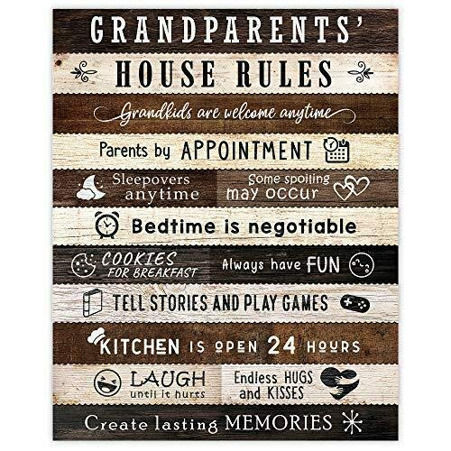 Image of Aperiy Farmhouse Grandparents House Rules Wall Art Poster Metal tin Signs Vintage Wall Plaque Retro Club Pub bar Poster Decor 12"x8" Inch
