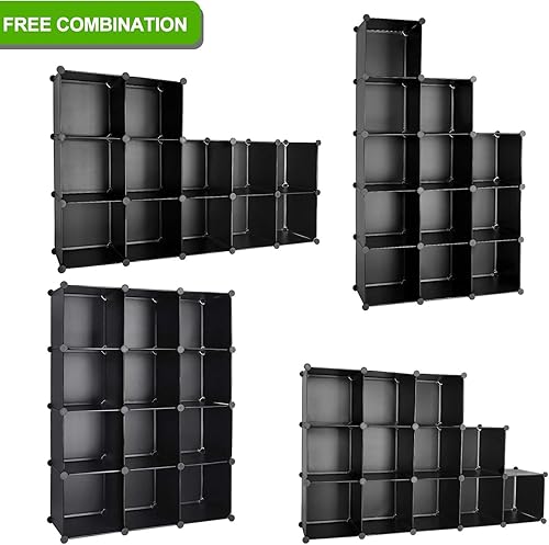 Miniatura 4 de TUMUCUTE Organizador de almacenamiento de cubos, armario de plástico para bricolaje, estantería modular, estantes de almacenamiento para dormitorio,