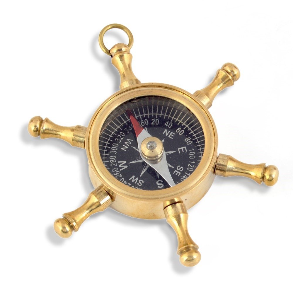 Little India Wheel Design Black Dial Pure Brass Real Compass (406, Brown)-picture-31