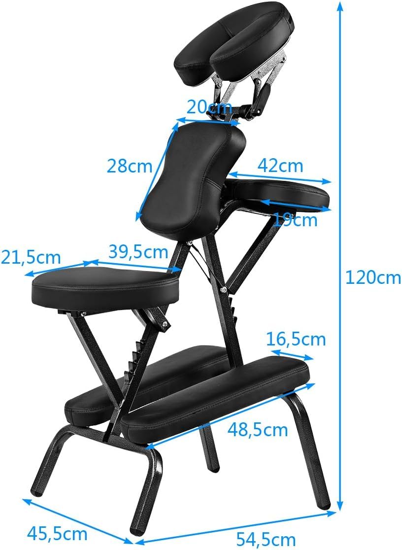 GOPLUS Sillón de Masaje Plegable con Altura Ajustable 110-120CM, Cojín con Esponja Elástica para un Buen Soporte, Diseño Ergonómico, Bolsa de Transporte, Gran Capacidad 150KG, Negro