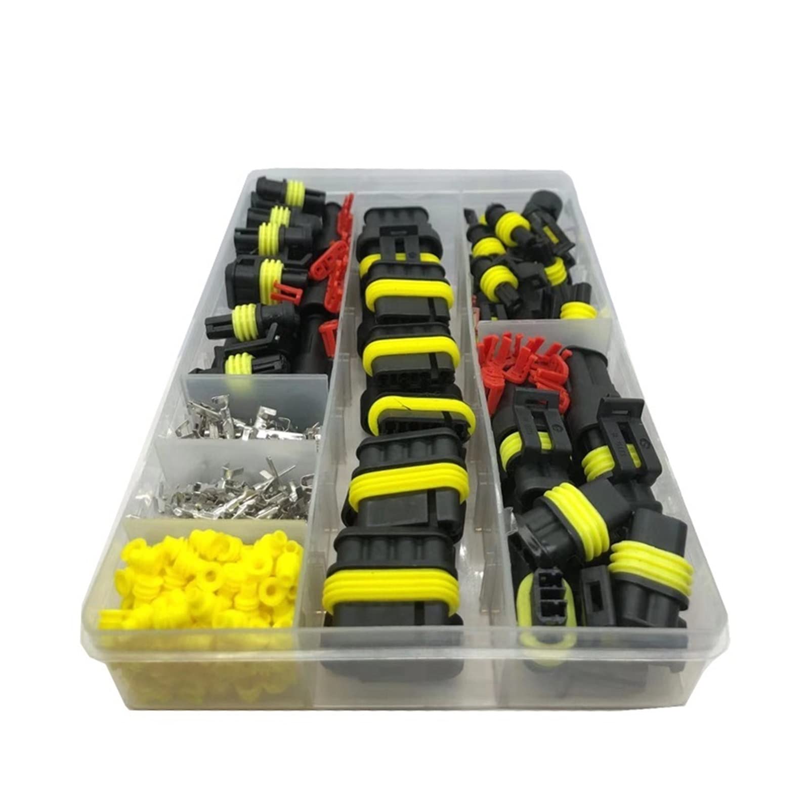 1. Scatola 305. PC supersei. Amp. Tyco Impermeabile 12V Filo Elettrico Maschio Femmina connettore Nero Set Kit con terminale a crimpare (Package : 1 Box)