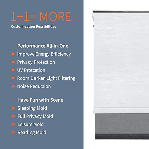 Vista 28 de Persiana enrollable doble día y noche persianas de ventana dobles Blackout y filtrado de luz Tela personalizada de tamaño personalizado Tela