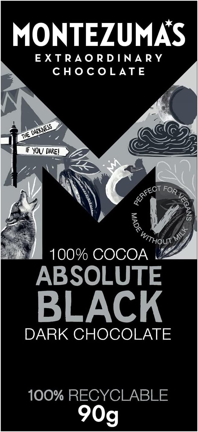 Dark Chocolate Absolute Black 100% Cocoa 90g (Pack of 9)