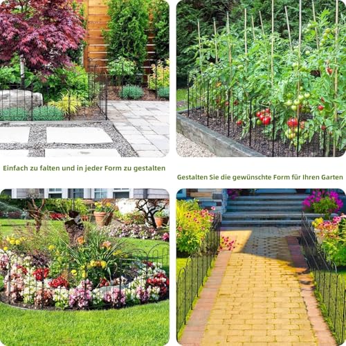 LIANTRAL 28 Stück Dekorativer Gartenzaun, Tier Barriere Zaun, rostfreier Metalldraht, Kein Graben-Zaun Patio-Grenze Tierzaun für Hunde Kaninchen im Freien Patio, 61 cm (H) x 9,24 m Gesamtlänge