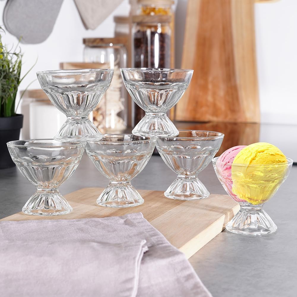 Lot De 8 Coupes à Glace En Verre Orange Vintage. | Selency