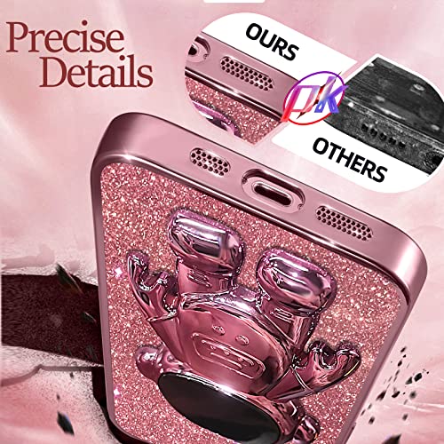 Buleens for iPhone 14 Pro Case Astronaut, Clear Cases for iPhone 14 Pro with Glitter Paper & Spaceman Stand, Women Girls Cute Electroplated Sparkly Space Phone Cover for 14 Pro - image 5