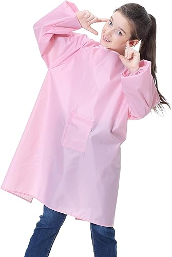 Delantal de arte para niños, delantal impermeable con bolsillo para niños, delantales de pintura de artistas con manga larga