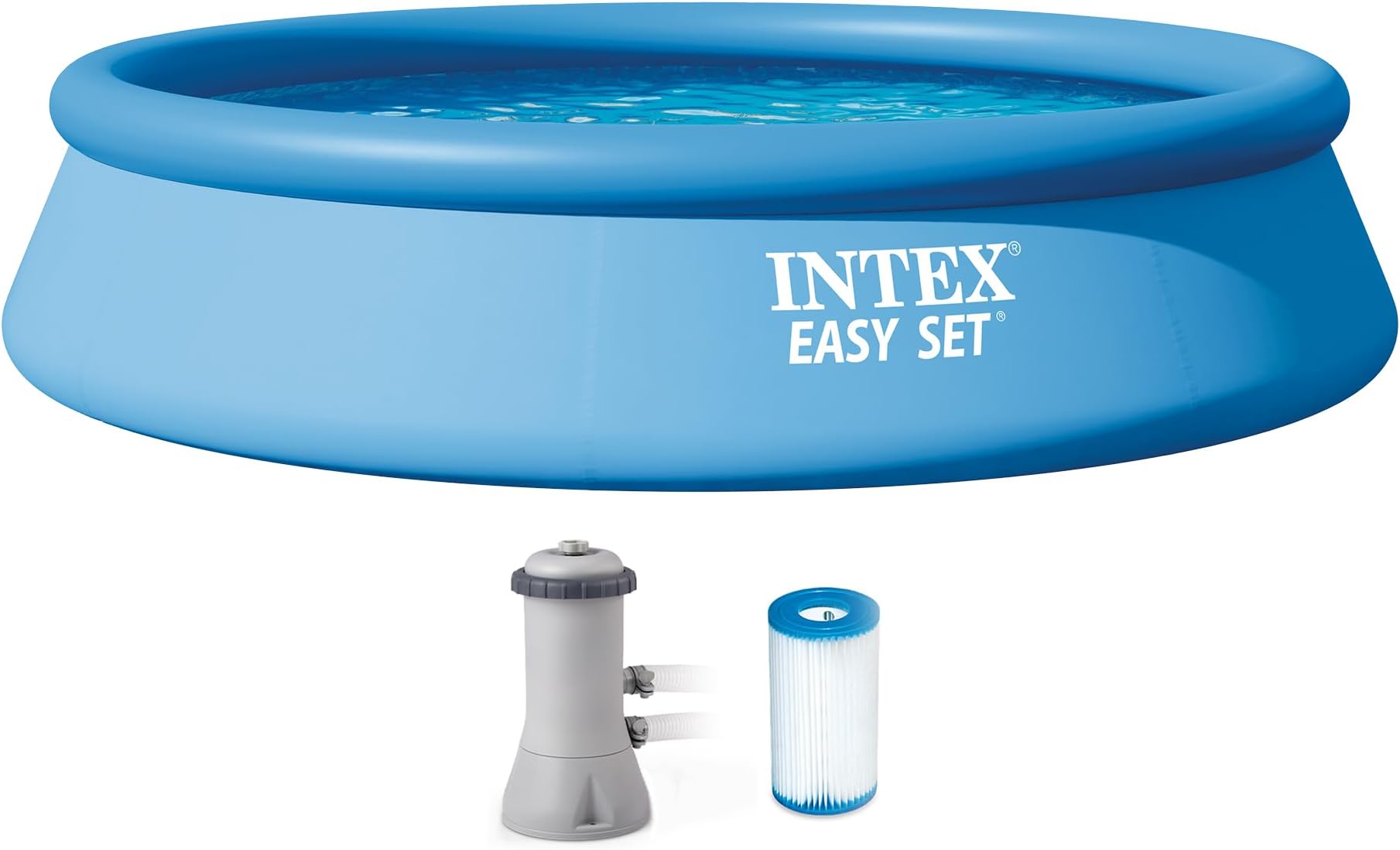 Easy Set 13 ft x 33in Above Ground Pool Set, Round Inflatable Swimming Pool with 530 GPH Cartridge Filter Pump and Type A Cartridge