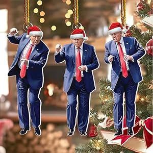 Donald Trump Christmas Ornament 2024 Set of 3 – Trump Ornaments for Christmas Tree, Trump Dancing Ornament, Trump Xmas Gifts for Supporter Trump Pendant Christmas Decorations (Blue)