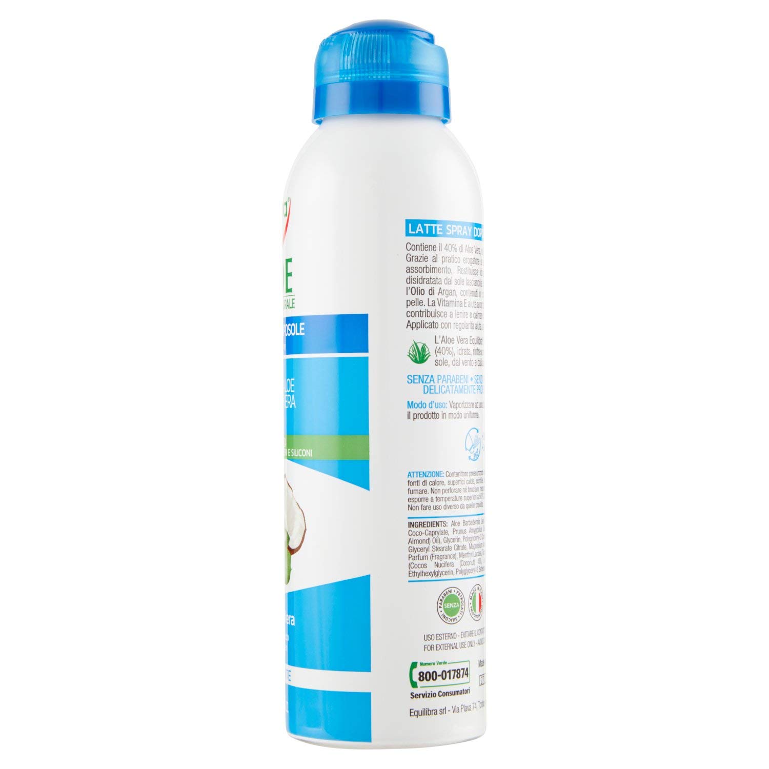 Equilibra Solari Aloe Mleko Spray Solar Aloe Vera, olej kokosowy, olej arganowy i witamina E, 150ml
