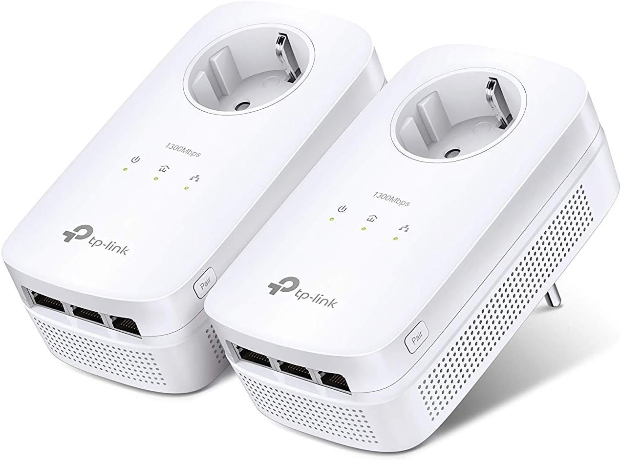 TP-Link WLAN Powerline Adapter TL-WPA8631P, weiß & Powerline Adapter Set TL-PA8030P KIT(1300Mbit/s Homeplug AV2, 2*2-MIMO, Steckdose, 6 Gigabit Ports, Plug&Play, kompatibel mit Powerline Adaptern)weiß