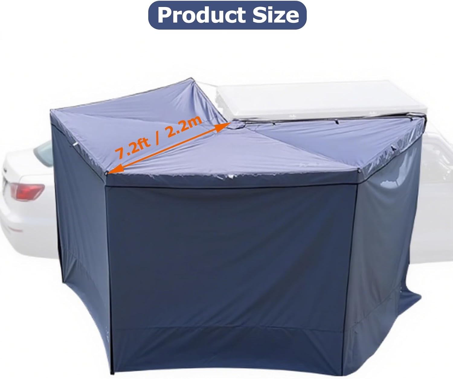 270° Fan-shaped Side Tent, Passenger Side Outdoor Car Canopy, Awning Waterproof UV50+ Wind Proof, Suitable for SUV Trucks And Trucks(Khaki,Large)