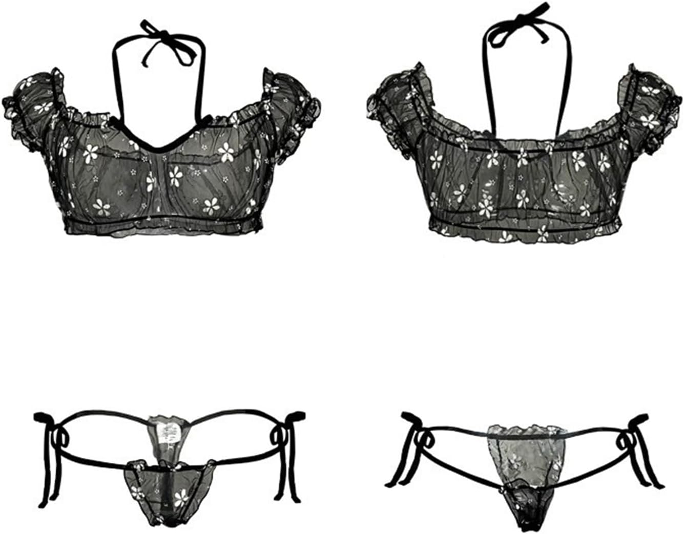 Sexy Lingerie for Women Matching Bra and Panty Sets 2 Piece Lace Babydoll Bralette Outfits Ruffle Lingerie Set - Image 7