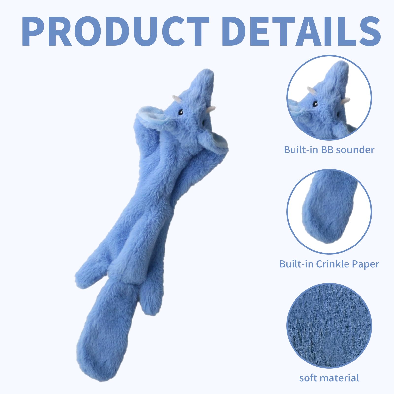 technodry Interactive Dog Toys, No Stuffing Elephant Dog Toy with Squeaker & Crinkle Sound - Image 3
