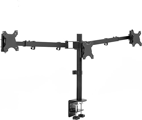 VIVO Soporte de escritorio para monitor triple premium para 3 pantallas de hasta 22 libras, se adapta a hasta 38 pulgadas Ultrawides en el soporte