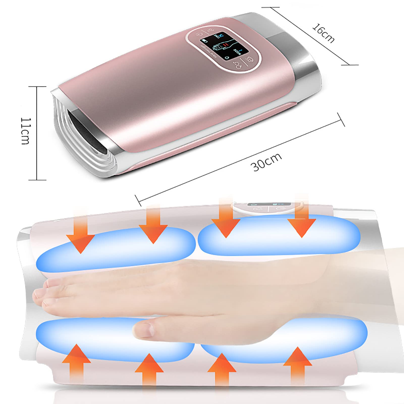 Massaggiatore Elettrico Senza Fili per Le Mani con Riscaldamento, massaggiatore per Terapia del Punto di Pressione dell'Aria di Compressione a 3 modalità per artrite, Tunnel Carpale