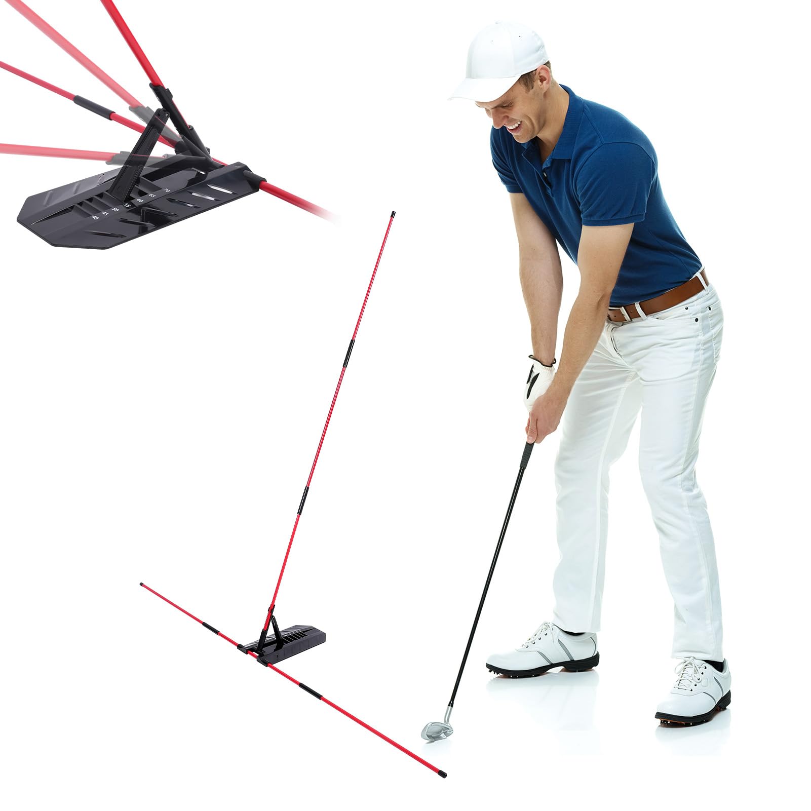 Photo 1 of ZEMBSOYA Golf Alignment Stick Holder, Golf Swing Plane Trainer with 7 Adjustable Angles for Aiming, Putting, Full Swing Trainer, Posture Corrector Golf Swing Trainer with Metal Sticks