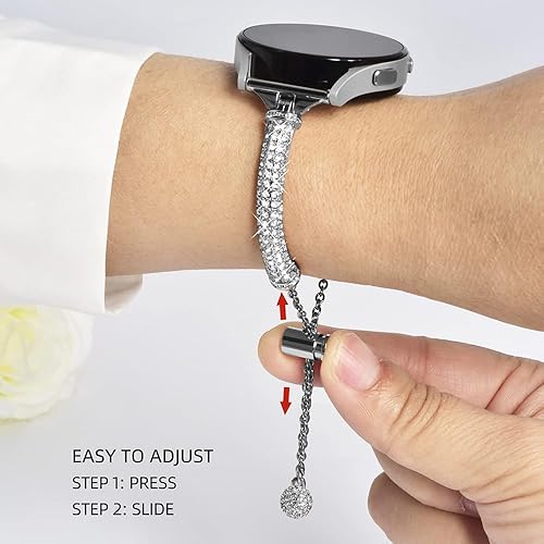 Miniatura 3 de Bandas compatibles con Samsung Galaxy Watch 66 Classic  55 Pro  44 Classic  3 1.614 in  Active 2, pulsera de repuesto de metal con diamantes