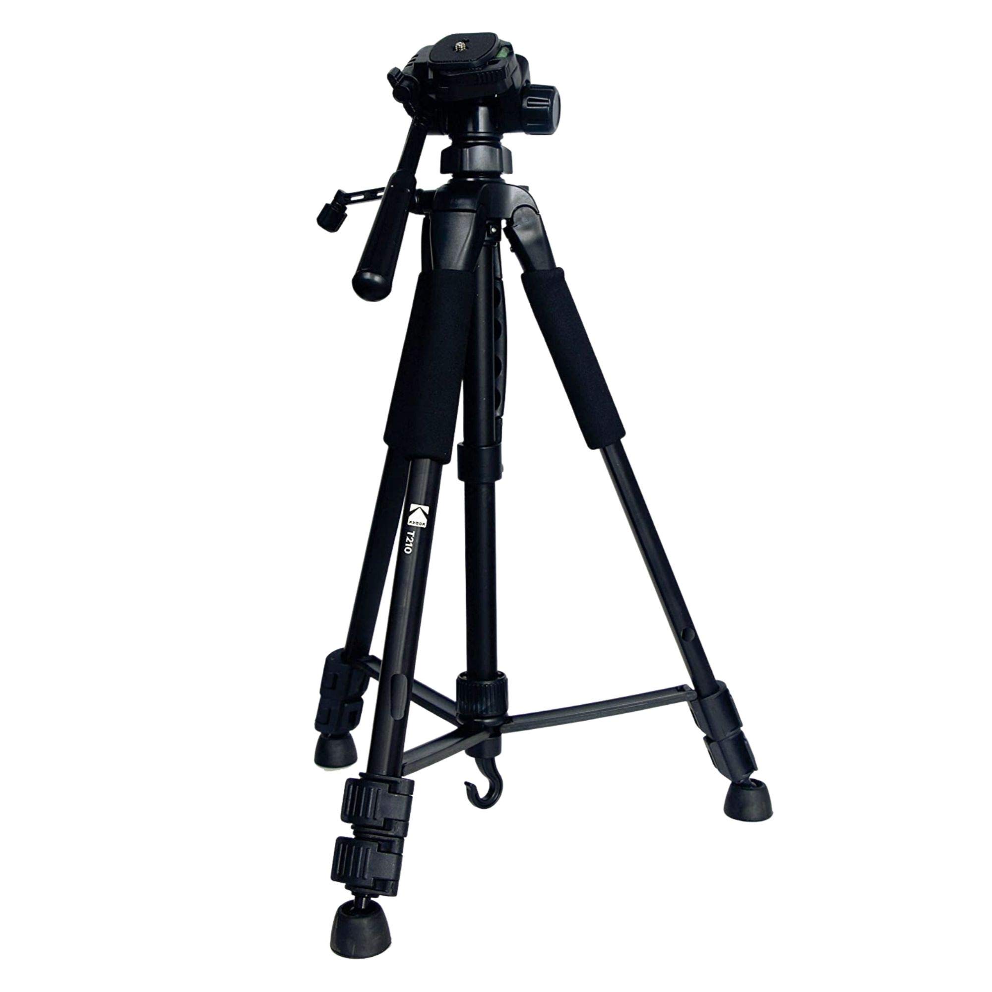 T210 Aluminum Tripod With 3-Way Pan/Tilt Head for Camera (Black)