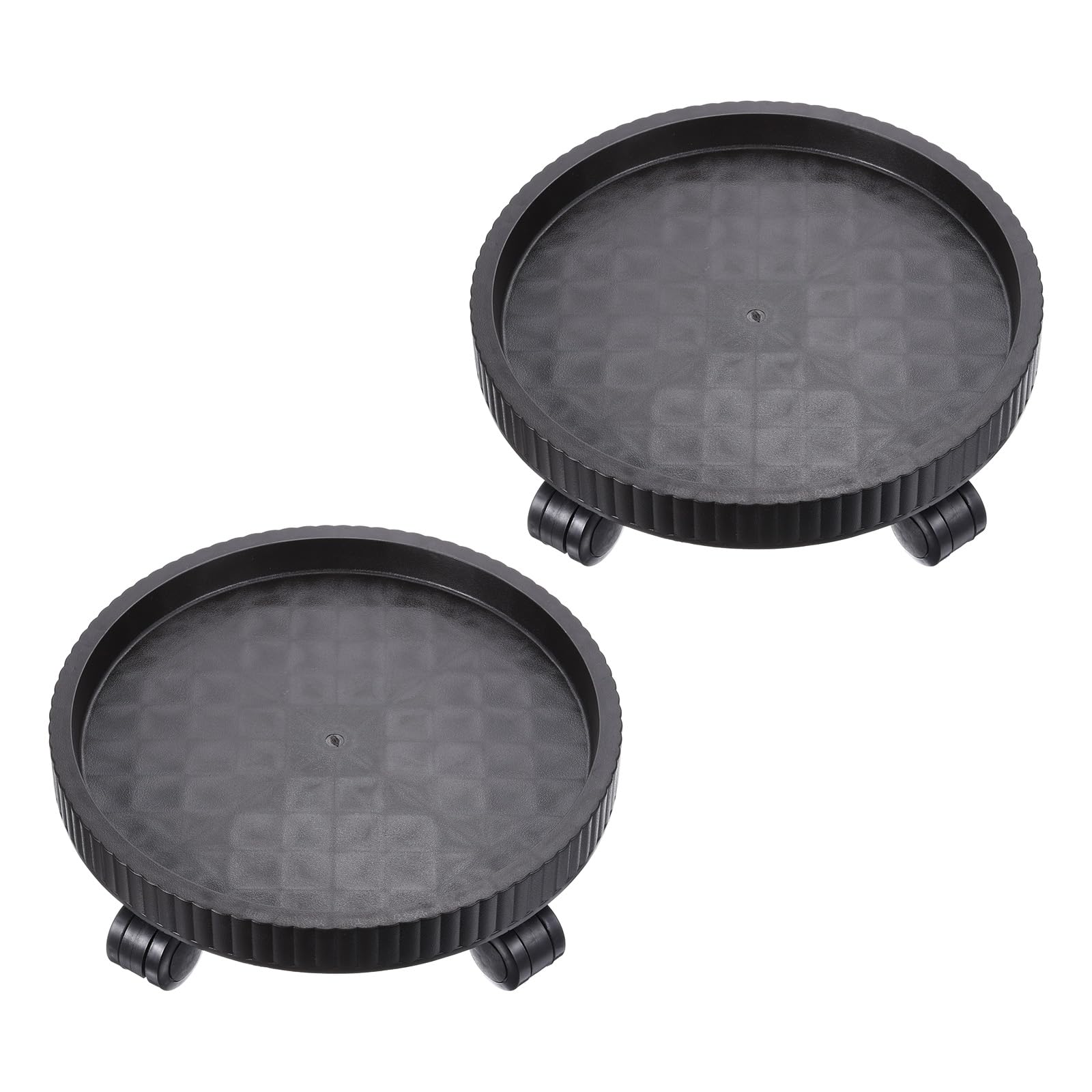PATIKIL Plant Stand with Wheels, 2 Pack 14 Inch Heavy Plant Roller Base Movable Flower Round Potted Pallet Rolling Planter Caddy for Indoor Outdoor, Brown