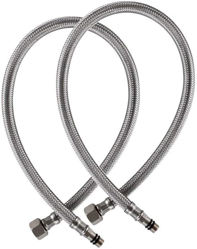 Monobloc Mixer Tap Connector M10 x 800mm 1/2 BSP Flexible Hose Pipe Tap Tails for MonoBlock Basin Kitchen Sink Taps, 2 Pcs