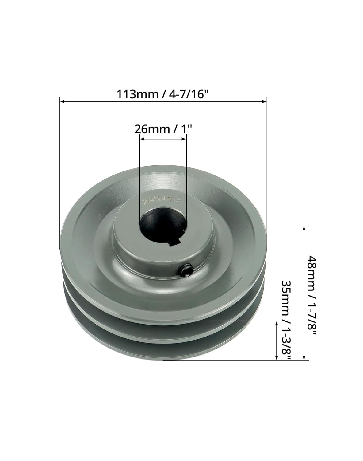 QWORK Double Groove Web Sheaves, 4.45"OD 1" Bore V-Belt Sheave for V-Belt, 2AK461