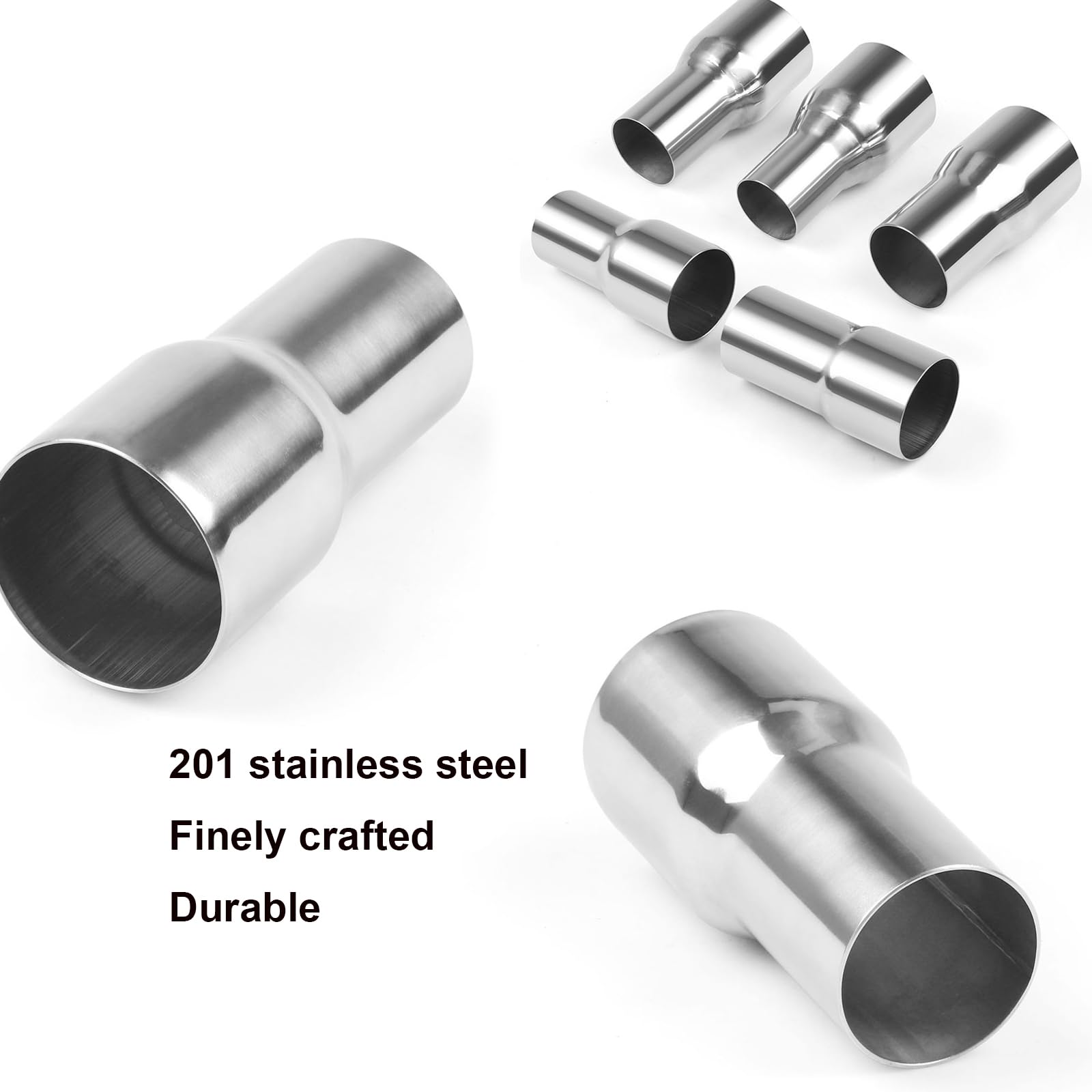 Riduttore Scarico Inox Universale, Adattatore Conico Lucido, Adattatore Scarico Moto, Adattatore Marmitta Moto, Adattatore Per Tubo Di Scarico Auto, Raccordo Tuning Auto Moto (51mm-76mm)
