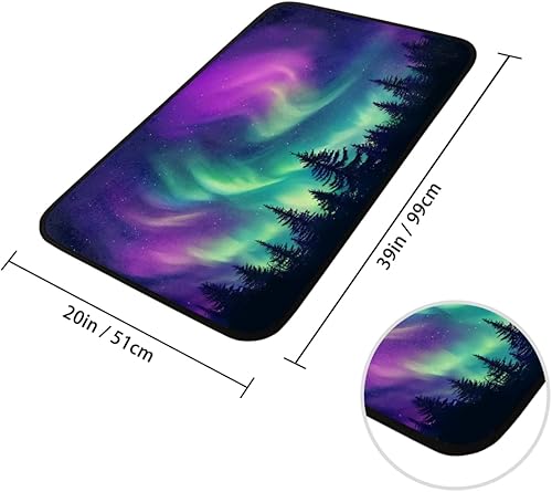 Miniatura 3 de Tapete de cocina con aurora, antideslizante, absorbente, para entrada, baño, garaje, decoración del hogar, interior y exterior, 39 x 20 pulgadas