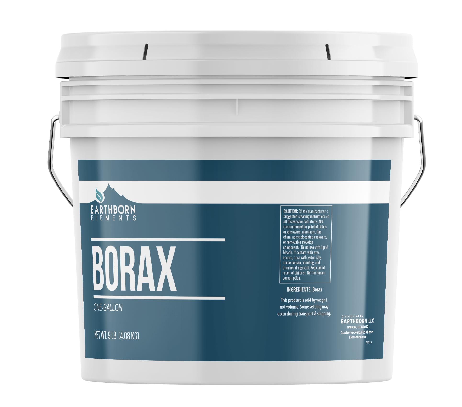 Earthborn Elements Borax Powder (1 Gallon), Multipurpose Cleaner & Detergent Booster, Resealable Bucket (144 Ounce)