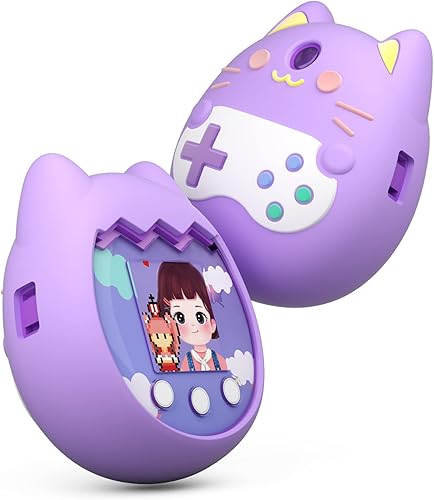 Miniatura 2 de JIBIACB Silicone Case for Tamagotchi Pix Virtual Pet Game Machine,Silicone Cover with Finger Lanyard for Virtual Pet Toy,Gift for Kids (1,Purple)