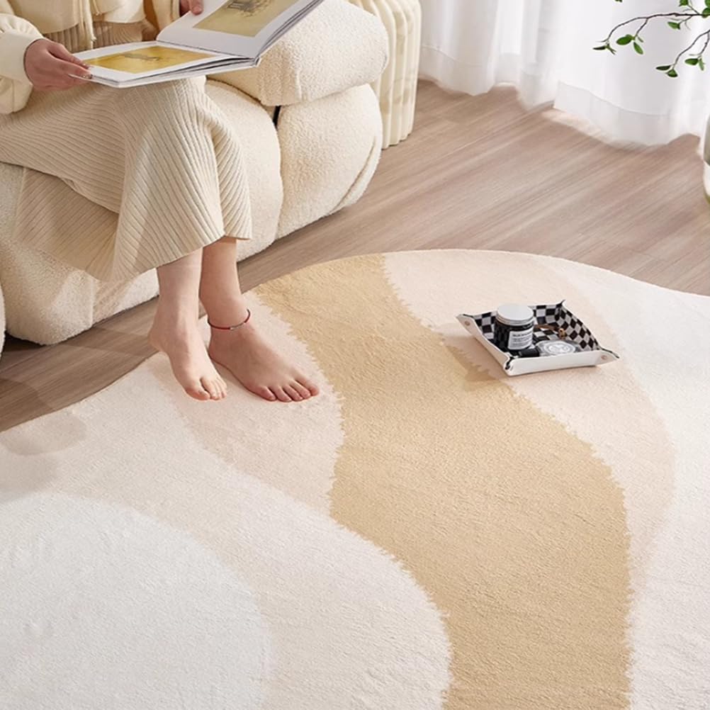 Tappeto moderno antiscivolo a forma di nuvola per soggiorno e camera da letto, lavabile, in finta lana, per cameretta dei bambini, grigio e bianco, 80 x 160 cm