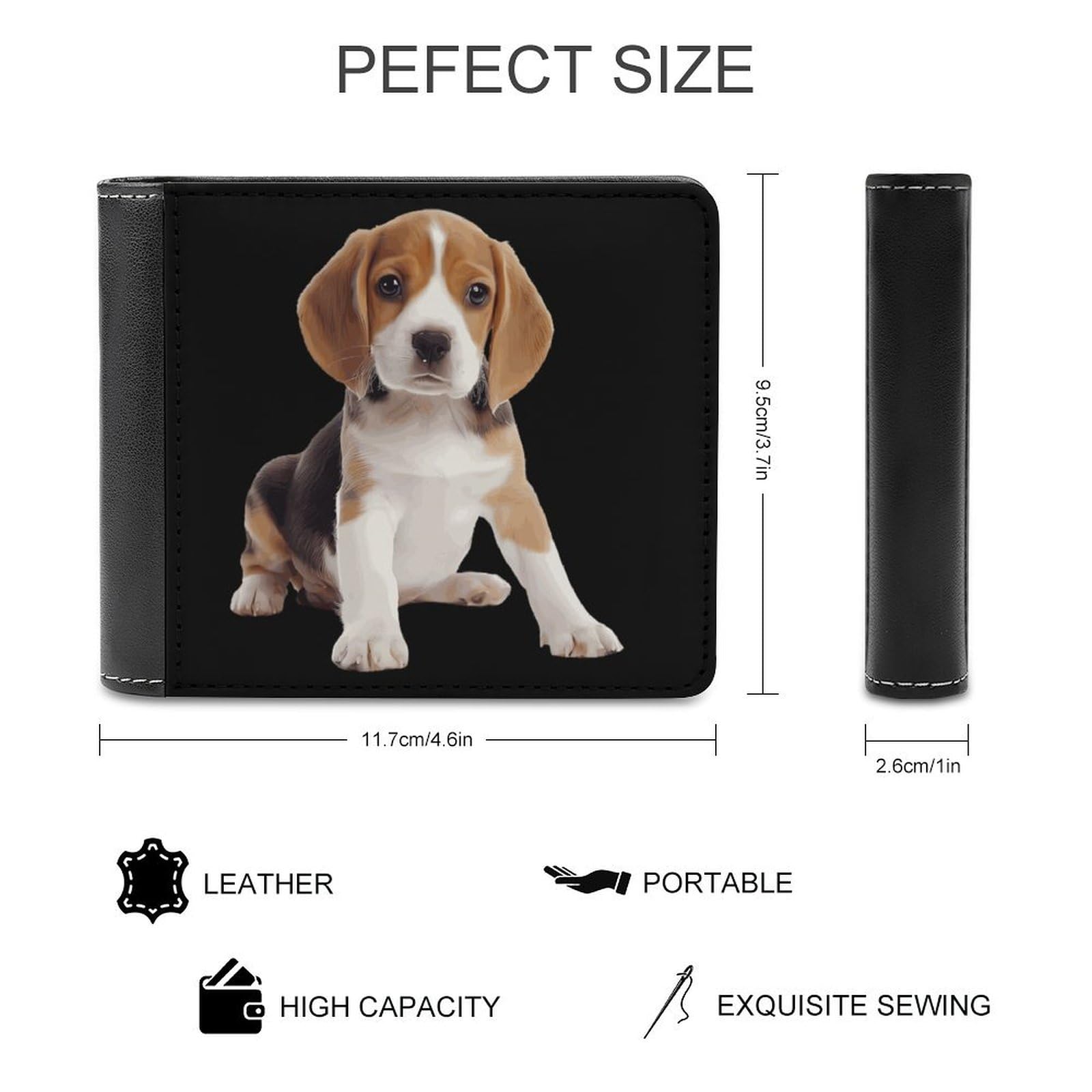 Cute Beagle Dog Funny Men's Slim Bifold Wallet with Multiple Card Slots Front Pocket Purse