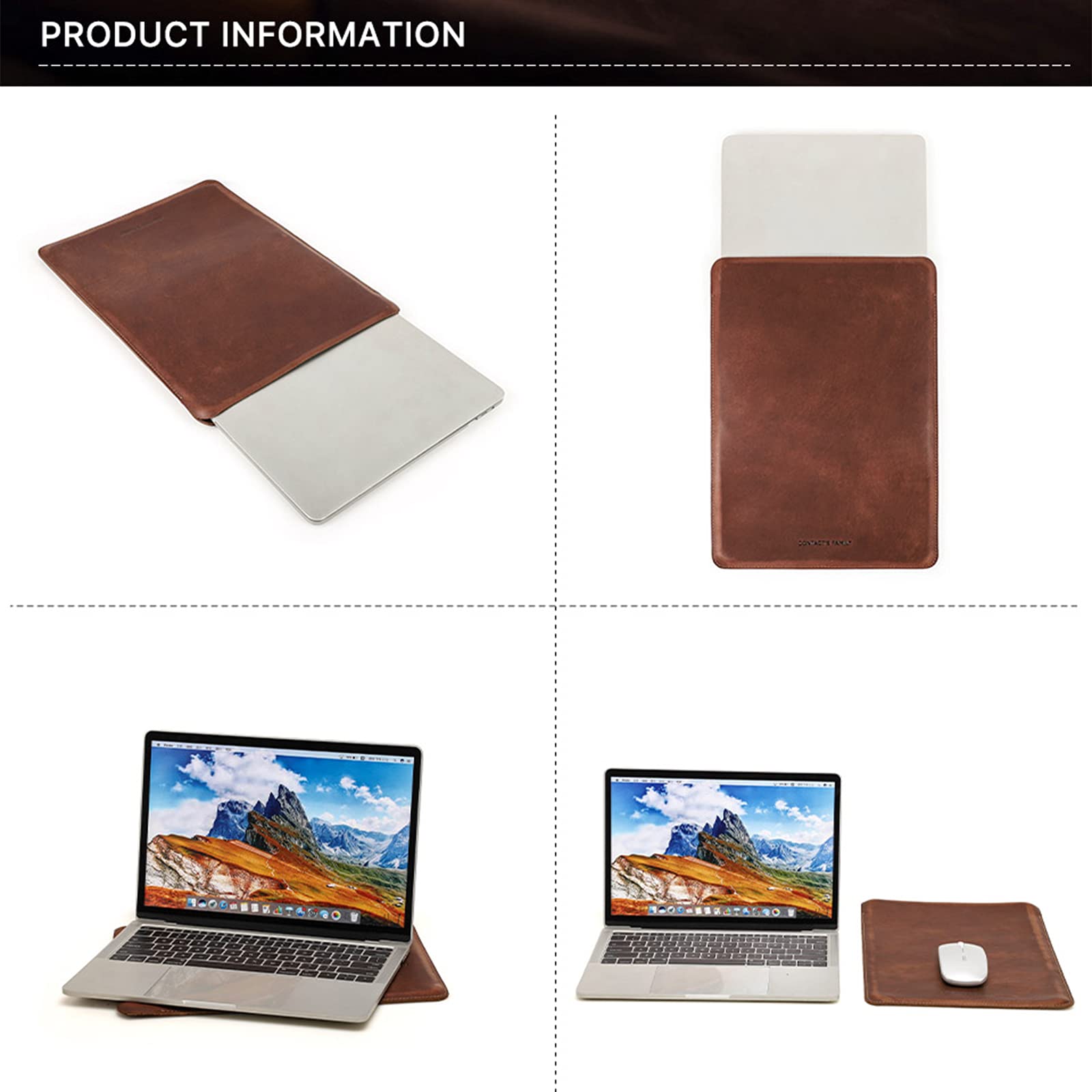 Custodia rigida in pelle marrone caffè per MacBook Air 13