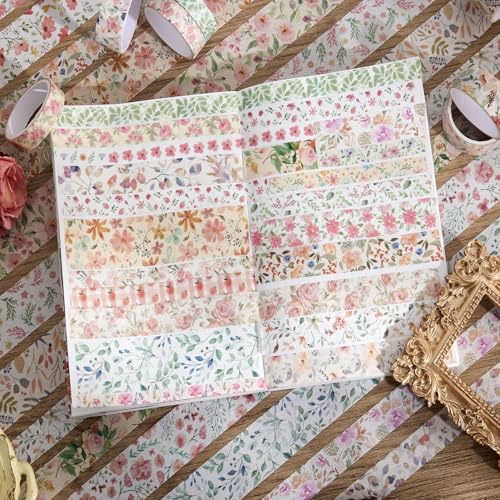 Image of PAGEMORE 32 Rolls Washi Tape Set, Colored Floral Decorative Masking Tape, Artists Tapes for Journaling, Junk Journal, DIY Craft Projects, Scrapbooking Supplies Decor