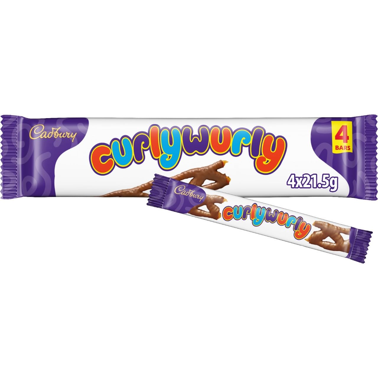 Cadbury Milk Chocolate Curly Wurly Bar, 4 bar pack, 86 g (Pack of 4 Bars)