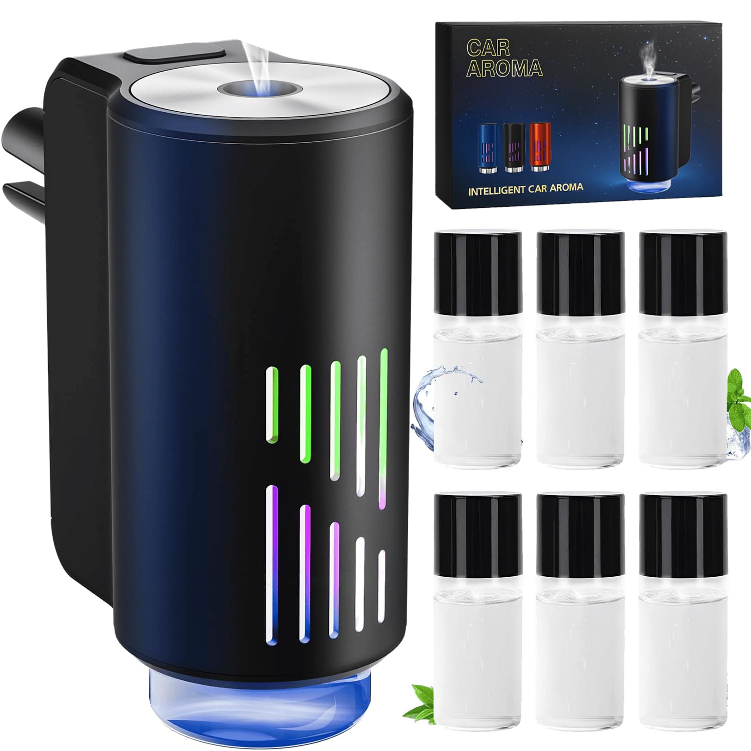 6PC Elektrischer Auto-Lufterfrischer, Ultraschall-Zerstäuber, Intelligente 3 Modi, Automatischer Ein-/Ausschalter, Eingebauter Akku, französischer Autoduft, Anhaltende Frische 12 Monate CFK-6Z