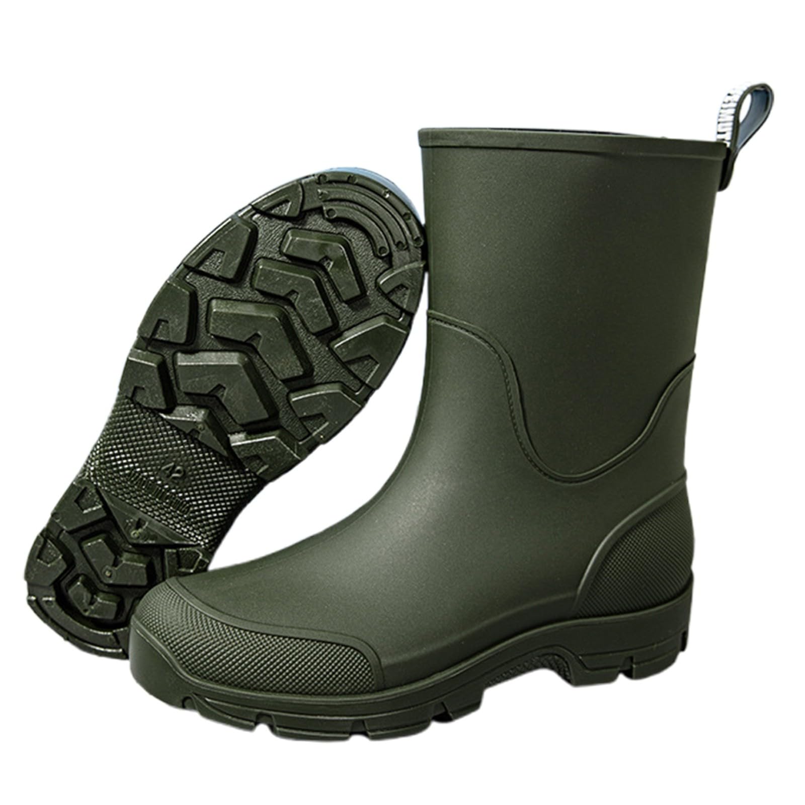 Generico Stivali Di Gomma Uomo -Stivali da Pioggia Impermeabili Trekking Outdoor Basso Tacco Stagioni Campeggio Passeggiate