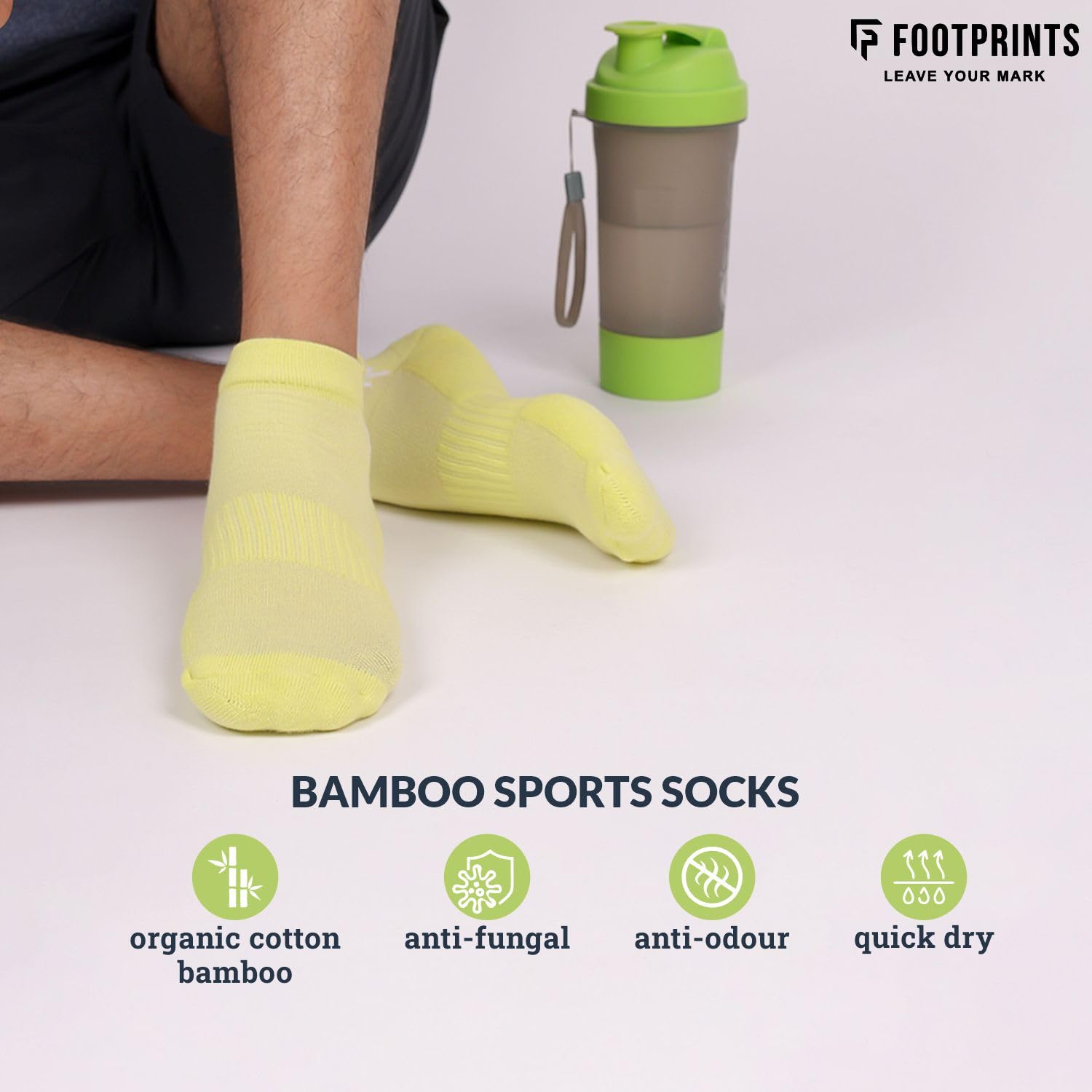 FOOTPRINTS Bamboo Unisex Sports Socks for Kids | Ankle Terry Kids Athletic Socks | Anti-Bacterial, Anti-Odour & Breathable | Multicolor | Pack of 3 (IN, Age, 9 Years, 12 Years, Multicolor) - Image 5 thumbnail